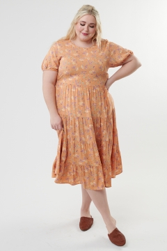 Puff Sleeve Tie Waist Dress